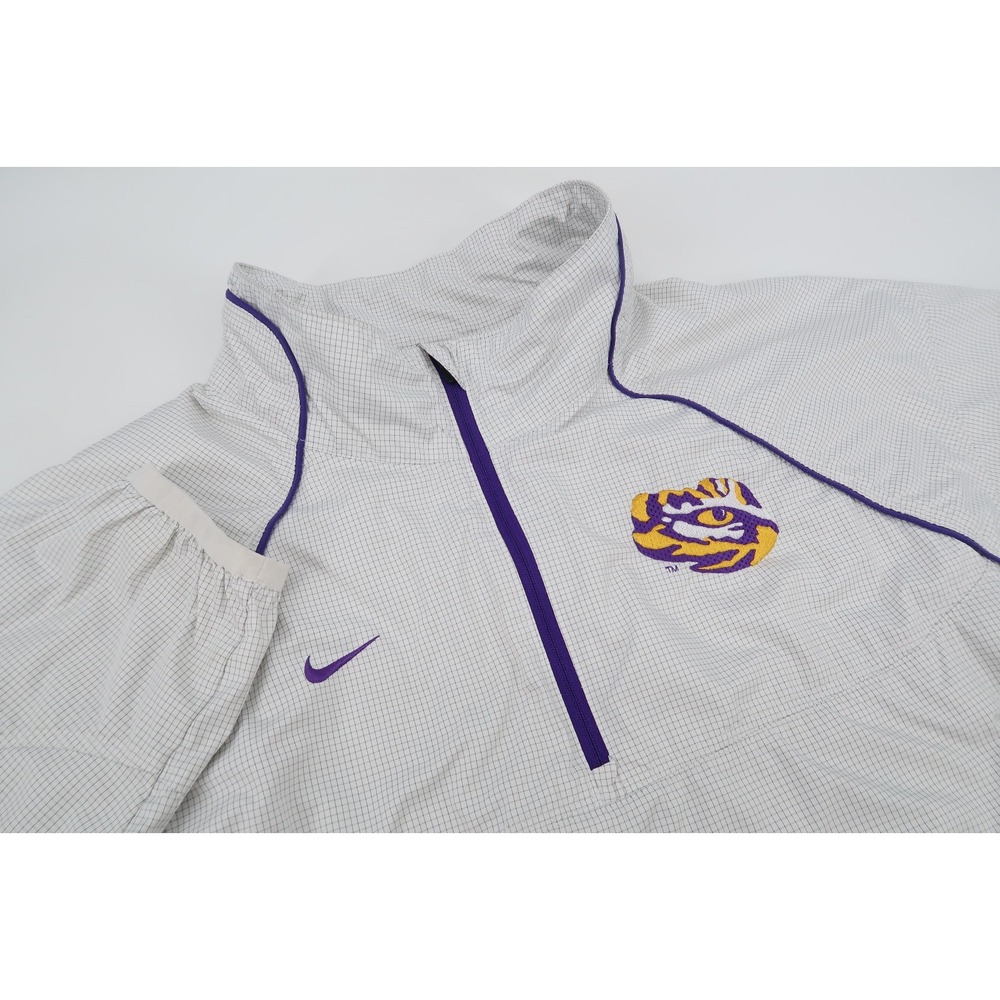 Nike LSUā Tigers Mens Large Storm Fit 1/4 Zip Windbreaker Jacket White Purple